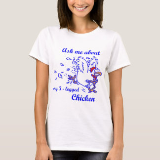 Women's blue 3-legged chicken shirt