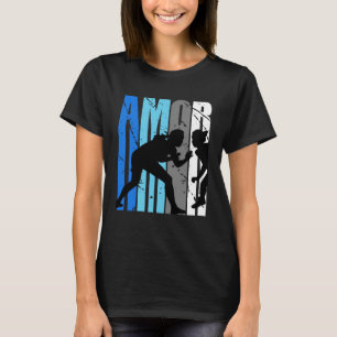 Womens Blue Amor Wrestling Grades Fan Girl College T-Shirt
