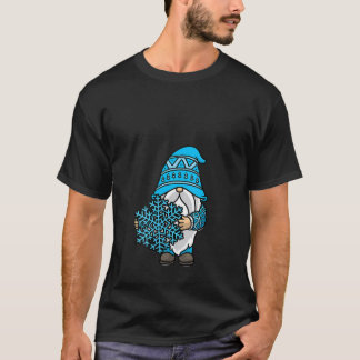 Womens Blue Christmas Gnome Snowflake Winter Xmas  T-Shirt