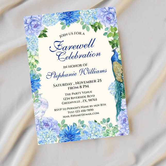 Women's Blue Floral Farewell Party Invitation (Creator Uploaded)