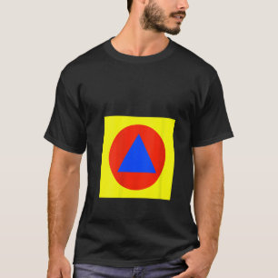 Womens Blue Triangle In Red Circle In Yellow Squar T-Shirt