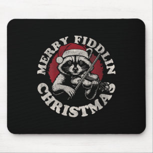 Womens Bluegr Holiday Raccoon Merry Fidding Christ Mouse Mat