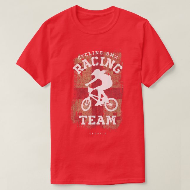 Womens BMX Bike Georgia Flag Biking Cycling Racing T-Shirt (Design Front)