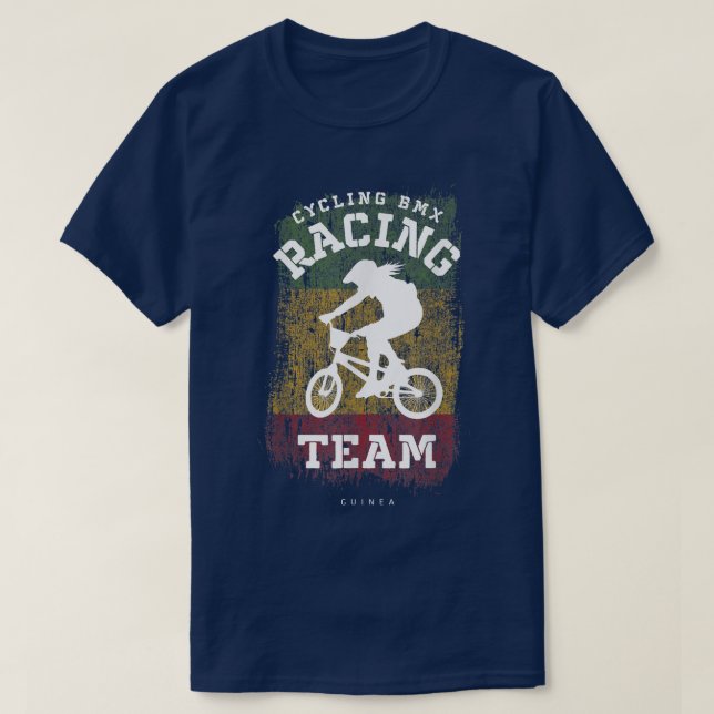 Womens BMX Bike Guinea Flag Biking Cycling Racing  T-Shirt (Design Front)