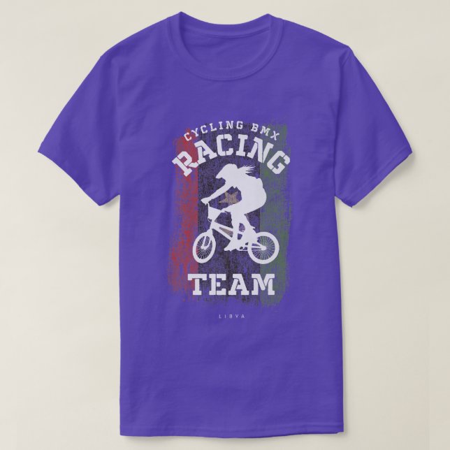 Womens BMX Bike Libya Flag Biking Cycling Racing B T-Shirt (Design Front)