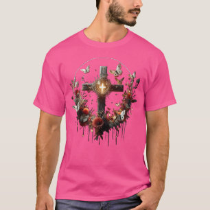 Women'S Boho Punk Art Christian Cross Luna Moth Mo T-Shirt