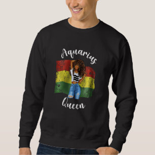 Womens Bolivian Queen Aquarius Vibes Barbados Zodi Sweatshirt