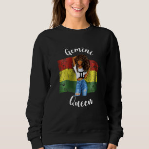 Womens Bolivian Queen Gemini Vibes Barbados Zodiac Sweatshirt