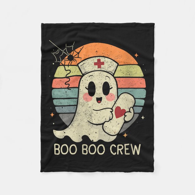 Womens Boo Boo Crew Nurse Halloween For Women V-ne Fleece Blanket (Front)