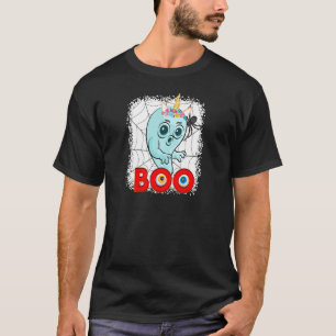 Womens Boo Ghost And Flower Crown Unicorn Web Spid T-Shirt