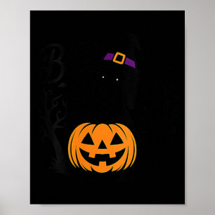 Womens Boo Halloween Black Poodle Witch Hat Spooky Poster
