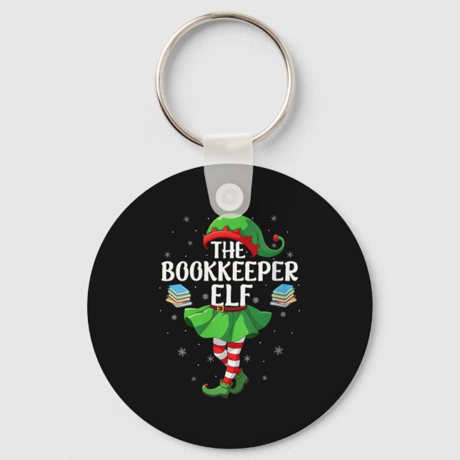 Womens Bookkeeper Elf Christmas Girls Women Elf Sq Key Ring (Front)