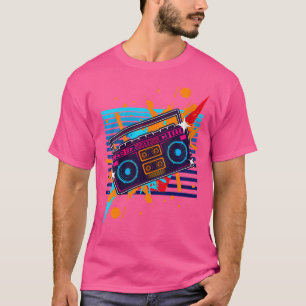 Womens Boombox Radio Old School Hip Hop Rap Casset T-Shirt