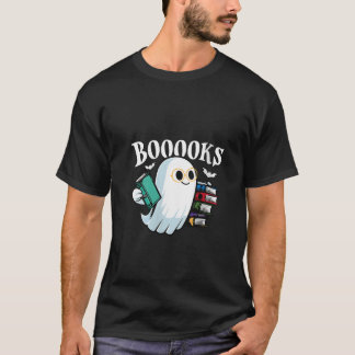 Womens Boooks Ghosts Reading Book Funny Spooky Hal T-Shirt
