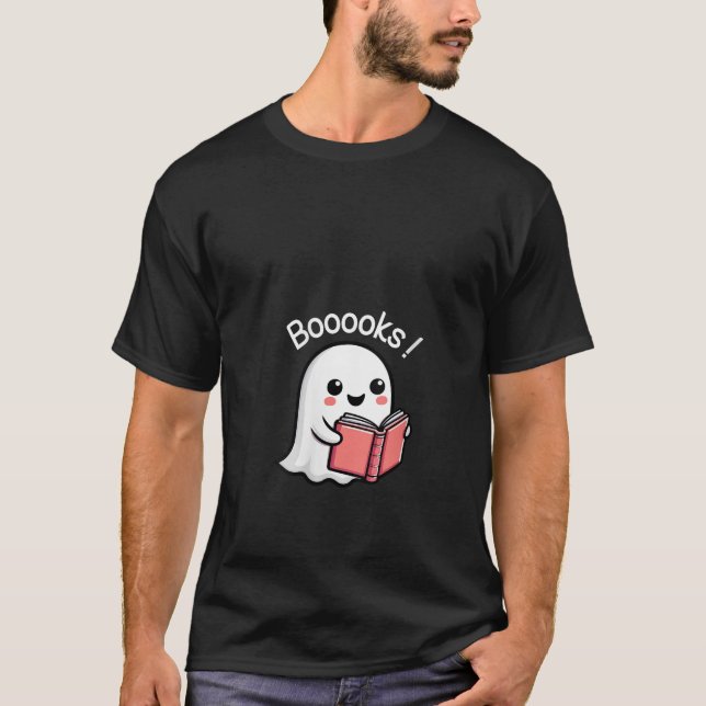 Womens Booooks Ghost Halloween Teacher Costume Boo T-Shirt (Front)