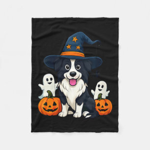 Womens Border Collie Dog Black And White Halloween Fleece Blanket