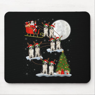 Womens Border Collie Dog Santa Sleigh Flying Funny Mouse Mat