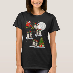 Womens Border Collie Dog Santa Sleigh Flying Funny T-Shirt