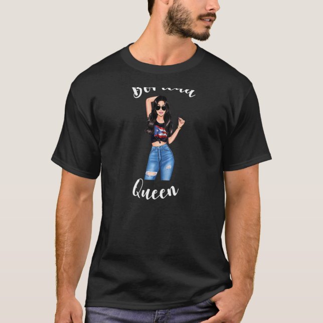 Womens Boricua Queen Puerto Rico Woman Rican Proud T-Shirt (Front)
