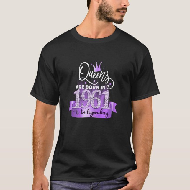 Womens Born In 1961 I Elegant Purple Black Party O T-Shirt (Front)