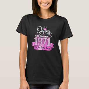 Womens Born In 1971 I Elegant Pink Black Party Out T-Shirt