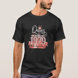 Womens Born In 1979 I Elegant Black Rose Party Out T-Shirt