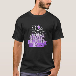 Womens Born In 1986 I Elegant Purple Black Party O T-Shirt