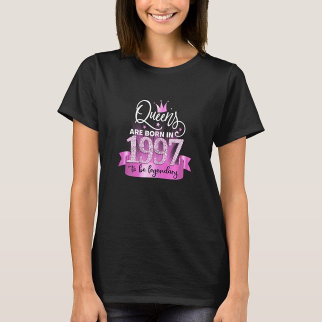 Womens Born In 1997 I Elegant Pink Black Party Out T-Shirt (Front)
