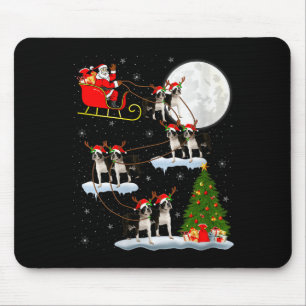 Womens Boston Terrier Dog Santa Sleigh Flying Funn Mouse Mat