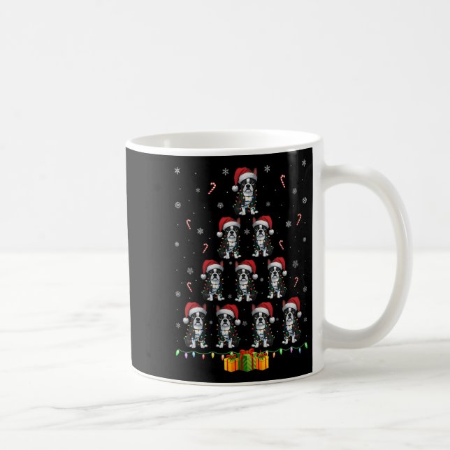 Womens Boston Terrier Santa Hat Xmas Light Men Wom Coffee Mug (Right)