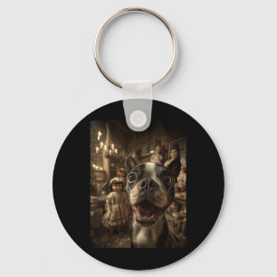 Womens Boston Terrier Selfie With Y Dolls Spooky Key Ring