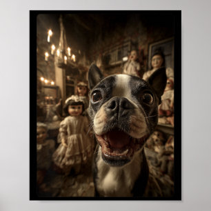 Womens Boston Terrier Selfie With Y Dolls Spooky Poster