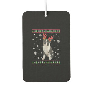 Womens Boston Terrier Xmas Ugly Christmas Sweater Car Air Freshener