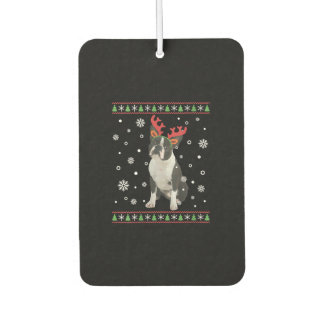 Womens Boston Terrier Xmas Ugly Christmas Sweater Car Air Freshener