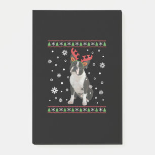 Womens Boston Terrier Xmas Ugly Christmas Sweater Post-it Notes
