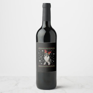 Womens Boston Terrier Xmas Ugly Christmas Sweater Wine Label