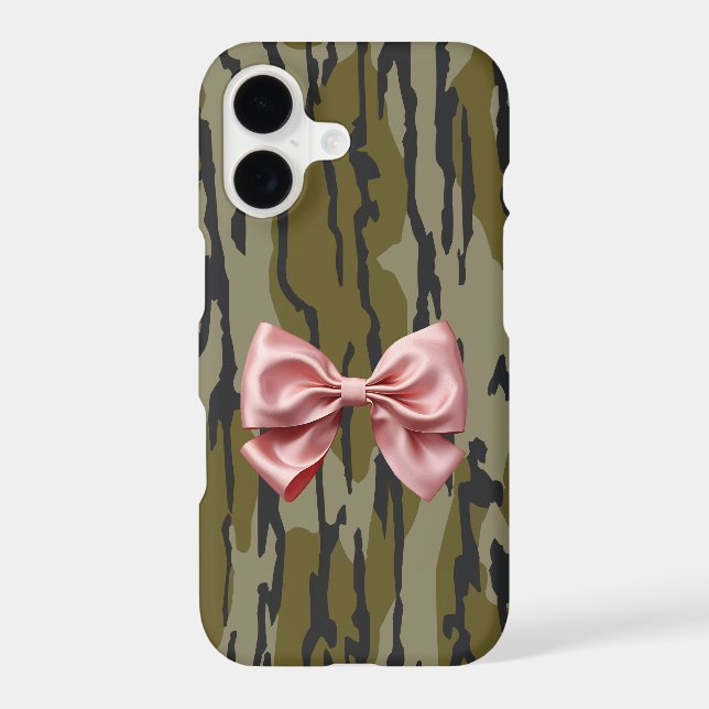 Womens Bottomland Camo Cute Pink Ribbon Bow (Back)