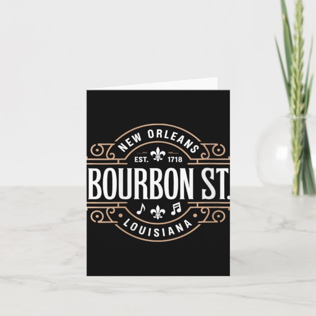 Womens Bourbon Street New Orleans Music Est 1718 V Card (Front)