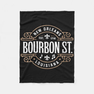 Womens Bourbon Street New Orleans Music Est 1718 V Fleece Blanket