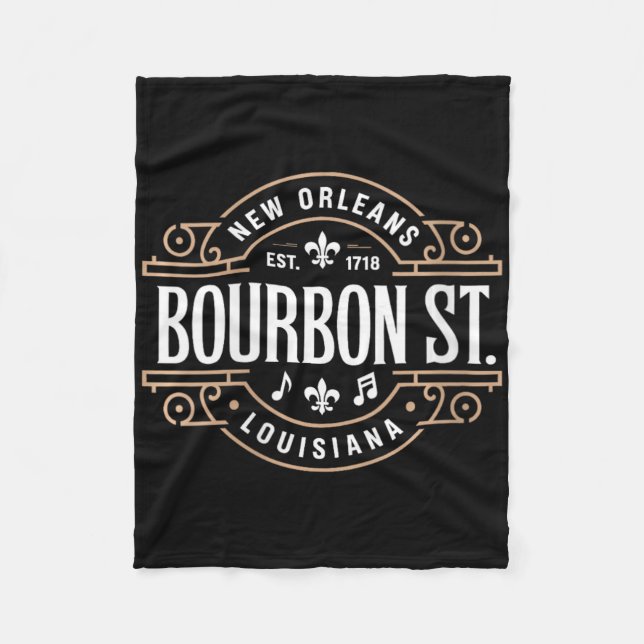Womens Bourbon Street New Orleans Music Est 1718 V Fleece Blanket (Front)