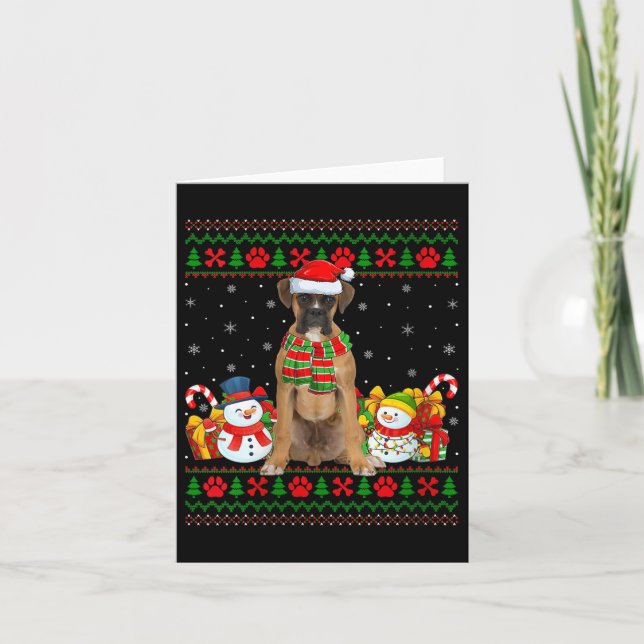 Womens Boxer Dog Ugly Christmas Sweaters Funny Pet Card (Front)