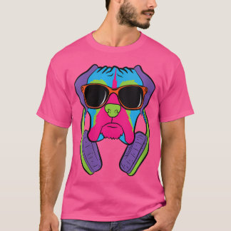 Womens Boxer Dog With Headphones Love Boxer Dogs T-Shirt