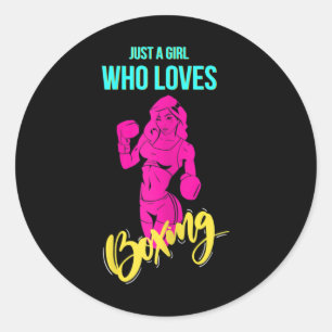 Womens Boxing Girl Kickboxing Boxer Classic Round Sticker
