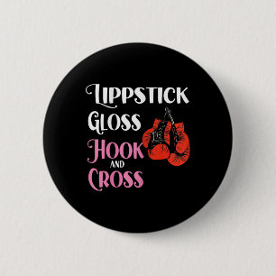 Womens Boxing Mma Kickboxing Lipstick Gloss Hock A 6 Cm Round Badge