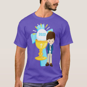 Womens Boys First Communion Keepsake 2023 Cross Bl T-Shirt