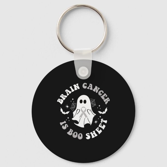 Womens Brain Cancer Is Boo Sheet Ghost Ribbon Awar Key Ring (Front)