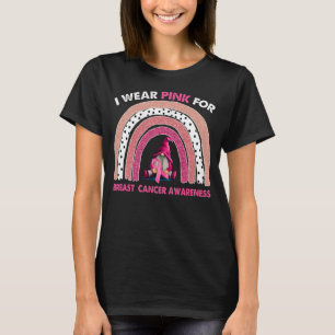 Womens Breast Cancer Awareness Pink Ribbon Rainbow T-Shirt