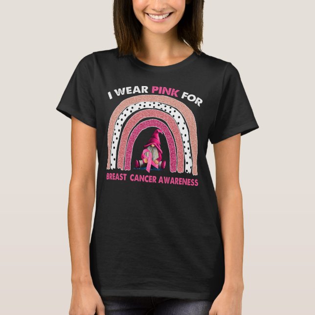 Womens Breast Cancer Awareness Pink Ribbon Rainbow T-Shirt (Front)