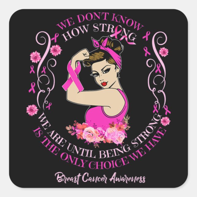 Womens Breast Cancer Awareness Ribbon T-Shirt177  Square Sticker (Front)