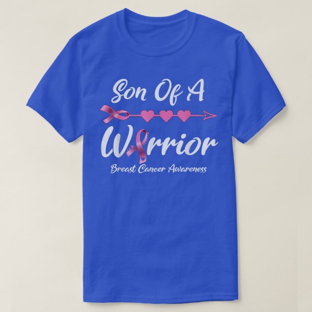 Womens Breast Cancer Fighter Awareness Son Of A Wa T-Shirt (Design Front)